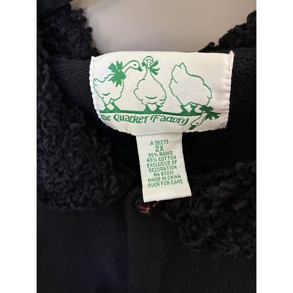 Quacker Factory Black Button-Up Cardigan Angels & Hearts Sweater Size 2X - Picture 7 of 12
